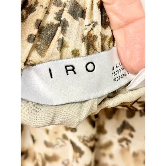 IRO Moody Leopard Print Silk High Rise Ruffled Mini Skirt Ecru Women's 38 / 6 - Picture 4 of 5